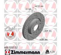 2x Disco freno ventilazione interna 600.3207.52 ZIMMERMANN per AUDI VW SEAT