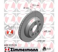 2x Disco freno ventilazione interna 600.3229.20 ZIMMERMANN per PORSCHE VW AUDI