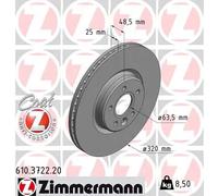 2x Disco freno ventilazione interna 610.3722.20 ZIMMERMANN per VOLVO V50 S40 II