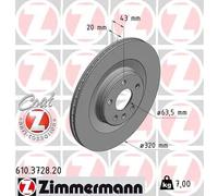 2x Disco freno ventilazione interna 610.3728.20 ZIMMERMANN per VOLVO POLESTAR