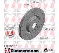 2x Disco freno ventilazione interna 610.3729.52 ZIMMERMANN per VOLVO XC60 I SUV