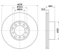 Hella Disco freno 8DD 355 100-401 ventilazione interna 2x per Mercedes-Benz SL