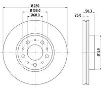 HELLA PAGID Disco freno 8DD 355 103-681 rivestito 280 mm 26 mm con ventilazione interna per Volvo