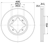 HELLA Disco freno 8DD 355 104-971 ventilazione interna 282 mm 25 mm per Honda/Acura