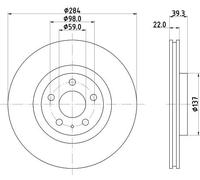 HELLA 8DD 355 105-491 Disco freno