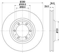 Hella Disco freno 8DD 355 106-001 – ventilazione interna 280 mm 26 mm