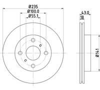 HELLA PAGID 8DD 355 107-281 Discofreno,50301PRO,rivestito,235mm,18mm,ventilazione interna,per es. TOYOTA