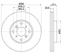 Hella Disco freno 8DD 355 108-131, 282 mm, 25 mm, ventilazione interna