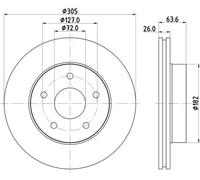 HELLA PAGID 8DD 355 108-601 Discofreno,54136,305mm,26mm,ventilazione interna,per es. JEEP
