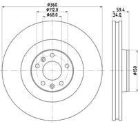2x Disco freno ventilazione interna 8DD 355 109-851 HELLA per VW AUDI