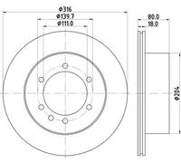 2x Disco freno ventilazione interna 8DD 355 110-831 HELLA per NISSAN