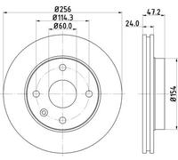 Hella Disco freno 8DD 355 111-351 256 mm 24 mm ventilazione interna per Suzuki/Daewoo anteriore