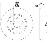 2x Disco freno ventilazione interna 8DD 355 111-681 HELLA PAGID per TOYOTA