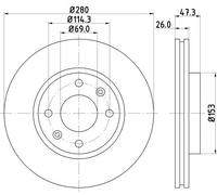 2x Disco freno ventilazione interna 8DD 355 111-771 HELLA per HYUNDAI KIA