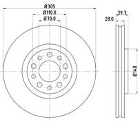 HELLA PAGID 8DD 355 112-511 Discofreno,54450PRO,rivestito,305mm,28mm,ventilazione interna,per es. ALFA ROMEO / FIAT