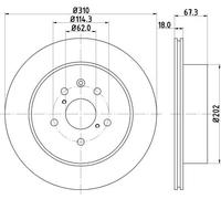 HELLA PAGID 8DD 355 112-881 Discofreno,54480,310mm,18mm,ventilazione interna,per es. LEXUS / TOYOTA