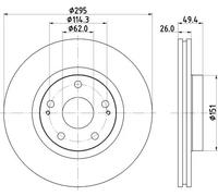 Hella Pagid Discofreno 8DD 355 114-671 54680PRO rivestito 295mm 26mm ventilazione interna per Toyota