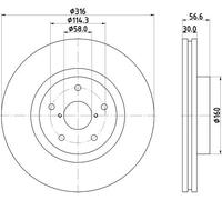 2x Disco freno ventilazione interna 8DD 355 116-361 HELLA per SUBARU TRIBECA