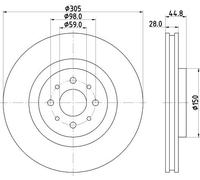 Disco Freno Hella 8DD 355 117-111 Pro per Alfa Romeo Assale Anteriore
