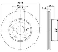 HELLA PAGID 8DD 355 119-661 Discofreno,55577PRO,rivestito,277mm,26mm,ventilazione interna,per es. TOYOTA