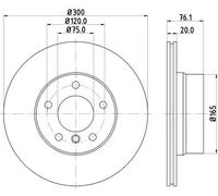 Hella Disco freno 8DD 355 120-901 54995PRO 300 mm 20 mm ventilazione interna rivestito per es. BMW