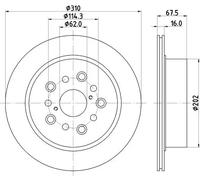 2x Disco freno ventilazione interna 8DD 355 122-231 HELLA per LEXUS LS