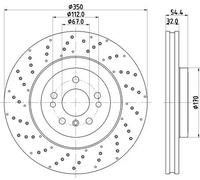2x Disco freno ventilazione interna 8DD 355 122-541 HELLA per MERCEDES-BENZ GLS