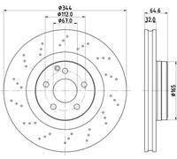 2x Disco freno ventilazione interna 8DD 355 122-891 HELLA per MERCEDES-BENZ SLK