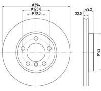HELLA PAGID 8DD 355 122-931 Discofreno,55778PRO_HC,ad alto tenore di carbonio,rivestito,294mm,22mm,ventilazione interna,per es. MINI