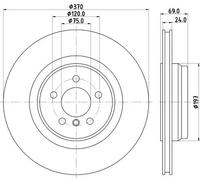 2x Disco freno ventilazione interna 8DD 355 125-091 HELLA per BMW ALPINA