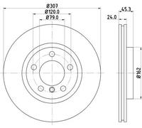 2x Disco freno ventilazione interna 8DD 355 126-291 HELLA per MINI MINI PACEMAN