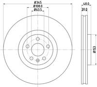 2x Disco freno ventilazione interna 8DD 355 126-371 HELLA per VOLVO POLESTAR