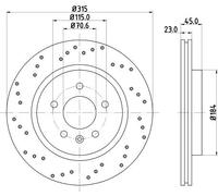 2x Disco freno ventilazione interna 8DD 355 126-391 HELLA per OPEL ASTRA J GTC