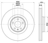 2x Disco freno ventilazione interna 8DD 355 126-691 HELLA per AUDI A6 Allroad C7