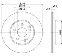 HELLA PAGID 8DD 355 127-551 Discofreno,54059PRO_HC,ad alto tenore di carbonio,rivestito,288mm,25mm,ventilazione interna,per es. MERCEDES-BENZ