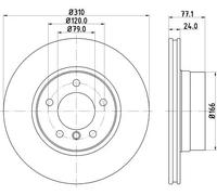HELLA PAGID 8DD 355 128-101 Discofreno,54225PRO_HC,ad alto tenore di carbonio,rivestito,310mm,24mm,ventilazione interna,per es. BMW