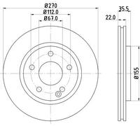 2x Disco freno ventilazione interna 8DD 355 128-161 HELLA per MERCEDES-BENZ