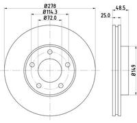 HELLA PAGID 8DD 355 128-231 Discofreno,54303PRO_HC,ad alto tenore di carbonio,rivestito,278mm,25mm,ventilazione interna,per es. MAZDA / NISSAN