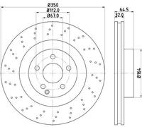 2x Disco freno ventilazione interna 8DD 355 128-931 HELLA per MERCEDES-BENZ SL