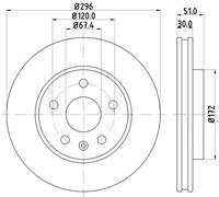 Disco Freno Hella 8DD 355 129-081 Pro High Carbon per Opel Saab Vauxhall Holden