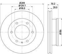HELLA PAGID 8DD 355 129-181 Discofreno,55230PRO_HC,ad alto tenore di carbonio,rivestito,289mm,28mm,ventilazione interna,per es. FORD / MAZDA