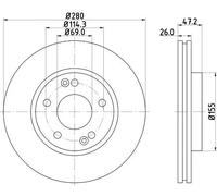 2x Disco freno ventilazione interna 8DD 355 129-431 HELLA per KIA HYUNDAI