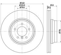 2x Disco freno ventilazione interna 8DD 355 129-781 HELLA per BMW 7