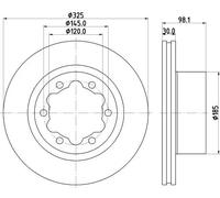 Hella Disco freno 8DD 355 132-201 Ventilato Rivestito per VW Crafter 2x