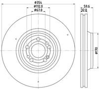 2x Disco freno ventilazione interna 8DD 355 132-221 HELLA per MERCEDES-BENZ GLE