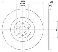 2x Disco freno ventilazione interna 8DD 355 132-411 HELLA per VOLVO XC90 II