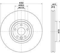 2x Disco freno ventilazione interna 8DD 355 132-471 HELLA per JAGUAR XE XF II