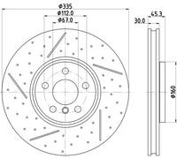 2x Disco freno ventilazione interna 8DD 355 133-091 HELLA per MINI MINI