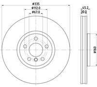 2x Disco freno ventilazione interna 8DD 355 133-111 HELLA per MINI BMW