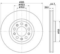 2x Disco freno ventilazione interna 8DD 355 133-701 HELLA per ALFA ROMEO GIULIA